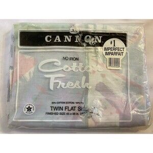 Vintage Cannon Cotton Fresh Twin Flat Sheet Irregular
